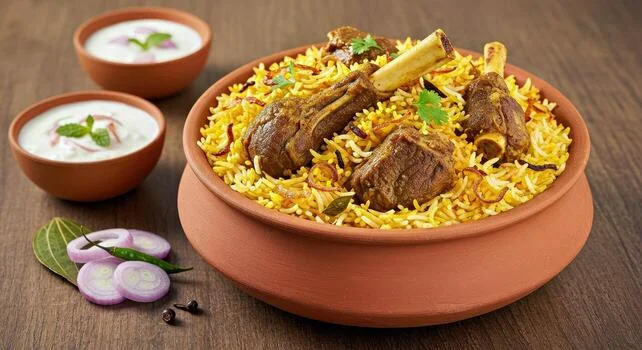 Mutton biryani plate